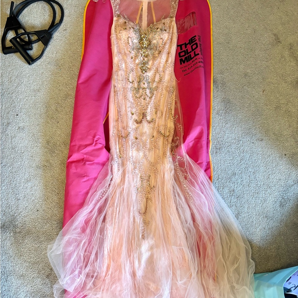 Elegant Pink Beaded Gown